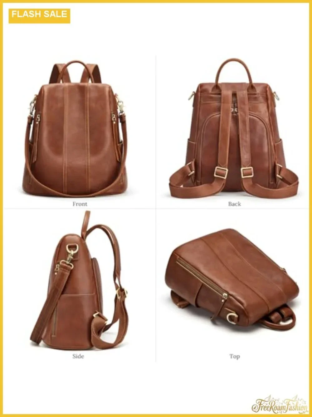 Genuine Leather Women's Anti-Theft Backpack Purse Travel Rucksack 3 Ways